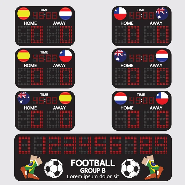 Scorebord Voetbal toernooi vectorillustratie — Stockvector