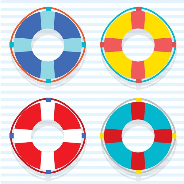 Set Of Colorful Lifebuoy — Stock Vector