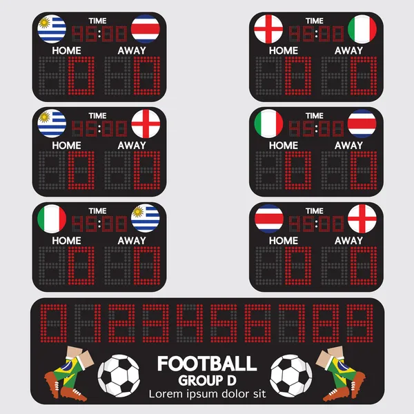 Scoreboard Futebol Torneio Vector Ilustração — Vetor de Stock