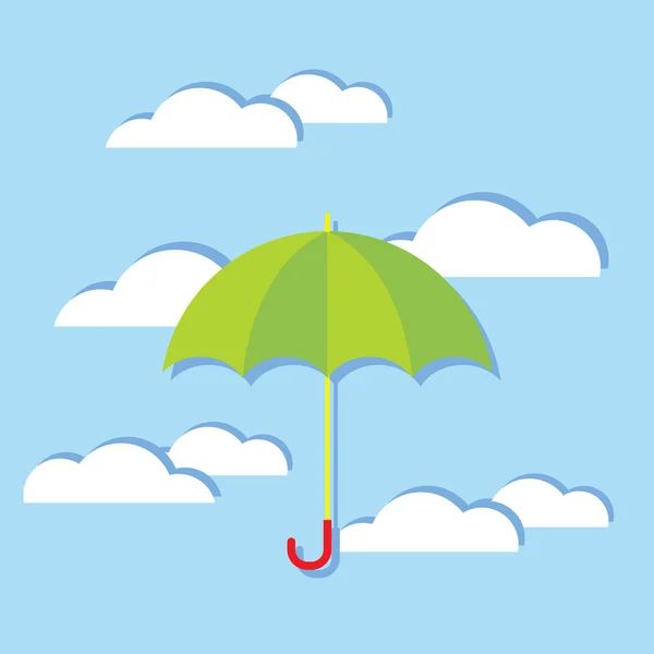 Umbrella In The Clouds Vector Illustration — Stock Vector