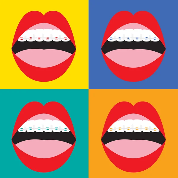 Orthèses Orthodontie corrective sur fond coloré — Image vectorielle