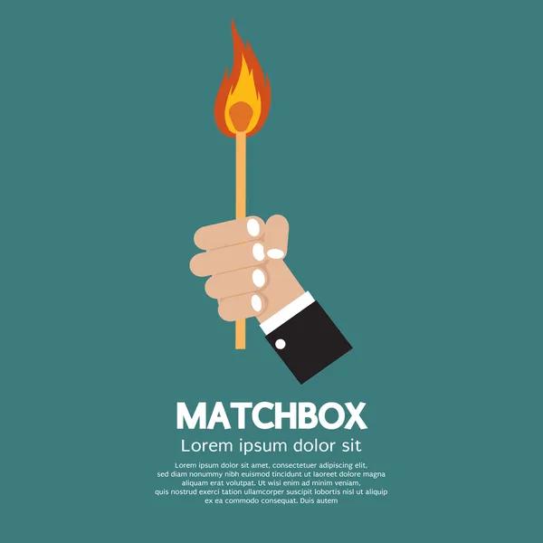 Flaming Match Stick In Hand — Stock Vector