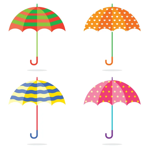 Ensemble de différents parapluies colorés — Image vectorielle