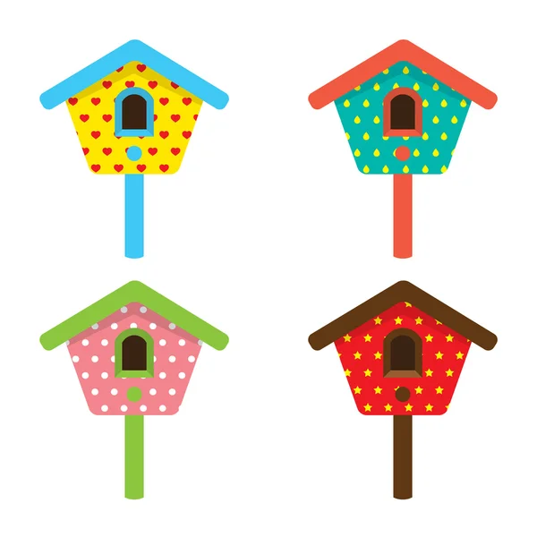 Kolorowe birdhouses wektorowych ilustracji — Wektor stockowy