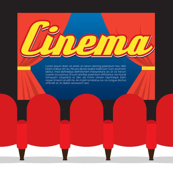 Asientos de cine frente a la pantalla — Vector de stock