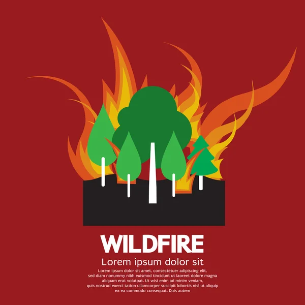Orman yangını vektör çizim — Stok Vektör