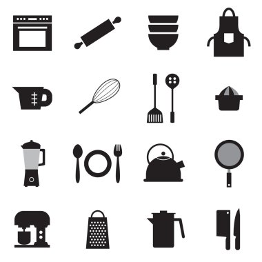 16 mutfak eşyaları Icons set