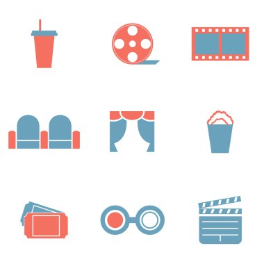 düz tasarım çift ton sinema simgeler