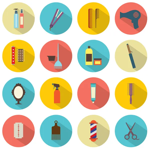 16 düz tasarım kuaförlük Icons set