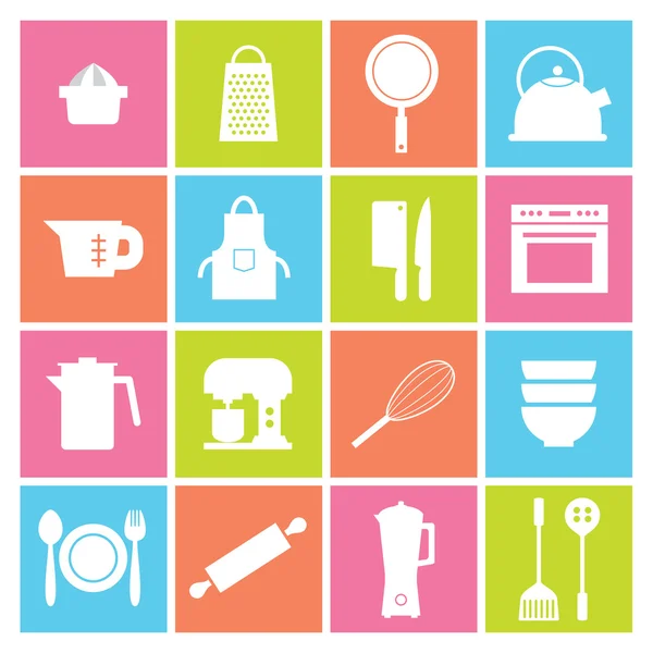 16 mutfak eşyaları Icons set — Stok Vektör