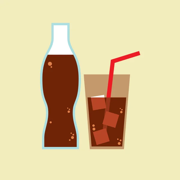 Verre et bouteille de Cola — Image vectorielle