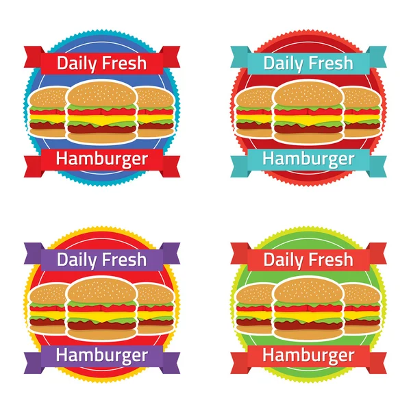 Set de etiquetas de hamburguesa — Vector de stock