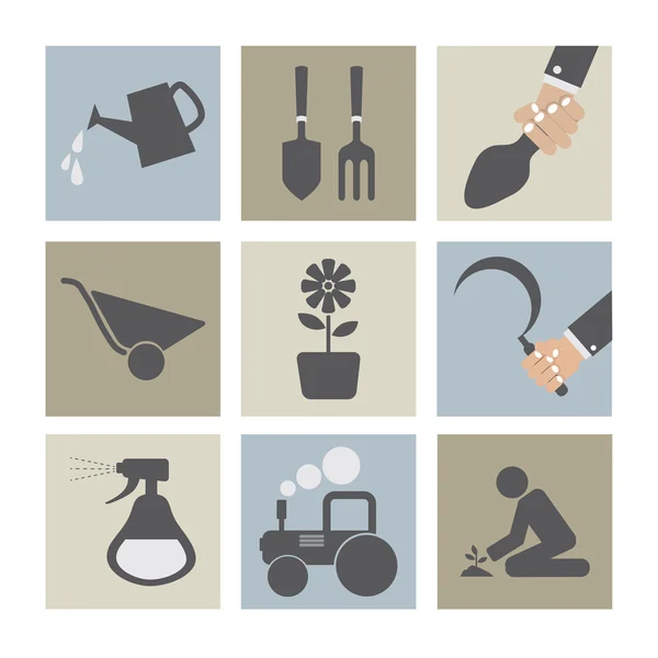 Agricultural Equipment Icons — Stock Vector