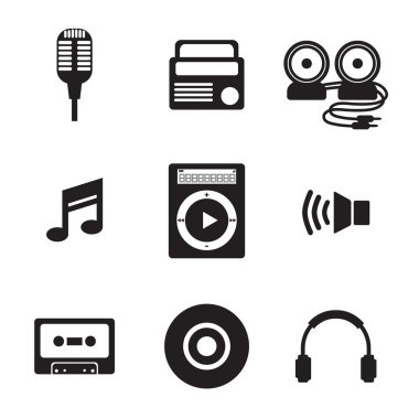 Czarna muzyka ikon wektorowych ilustracji