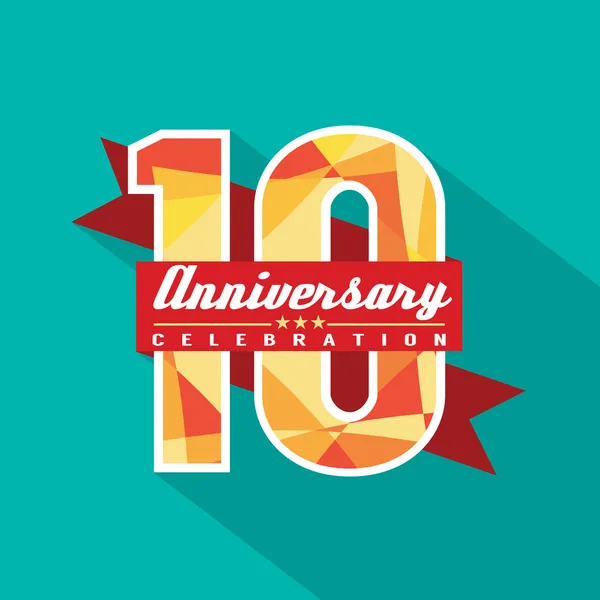 10 Anos Aniversário Celebration Design — Vetor de Stock