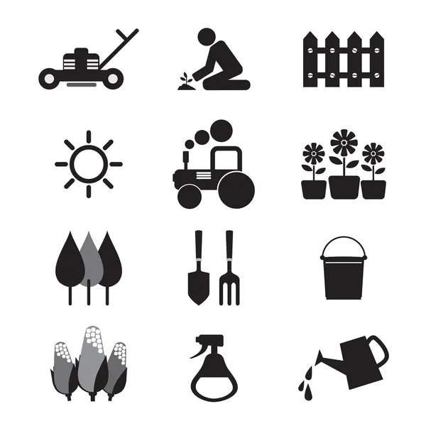 Ícones de equipamentos agrícolas — Vetor de Stock