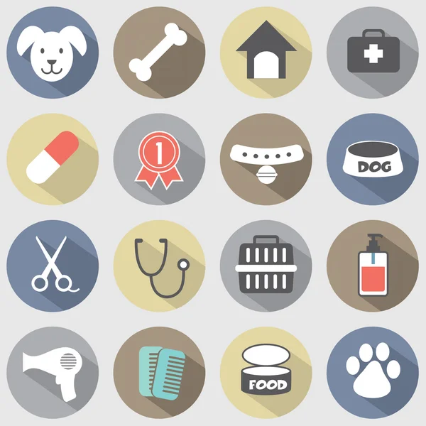 Modern Flat Design Dog Icons Set — Stock Vector