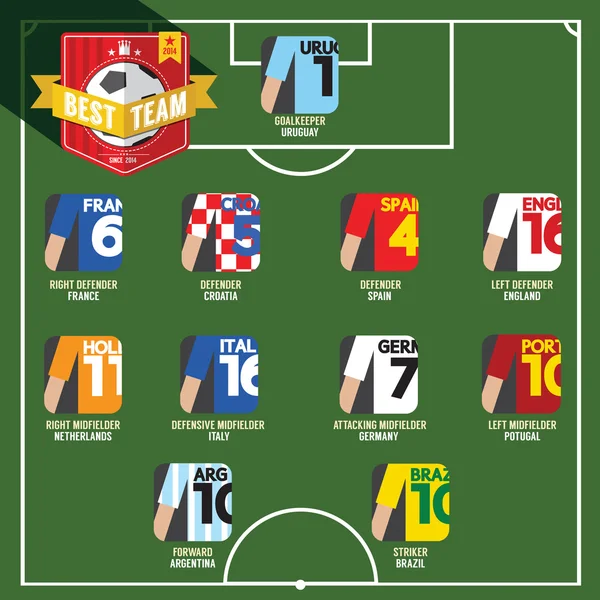 Mejor equipo de fútbol de fútbol Vector Ilustración — Archivo Imágenes Vectoriales