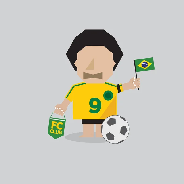 Fútbol brasileño u hombre de fútbol — Vector de stock