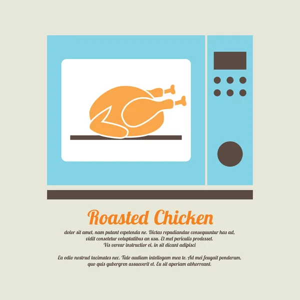 Roasted Chicken In Oven Vector Illustration — Stock Vector