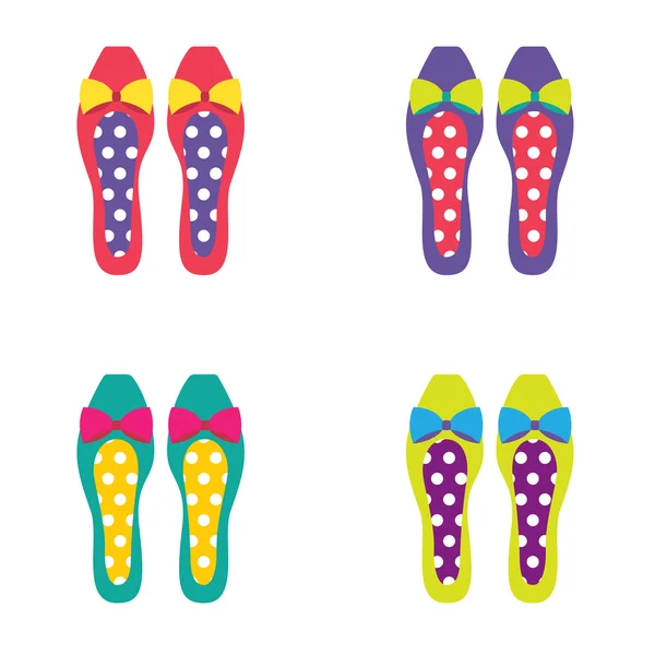 Σύνολο πολύχρωμο γυναίκες παπούτσια εικονογράφηση φορέας — Διανυσματικό Αρχείο