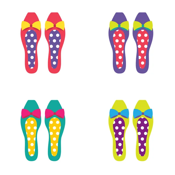 Conjunto de Mulheres Coloridas Sapatos Vector Ilustração — Vetor de Stock