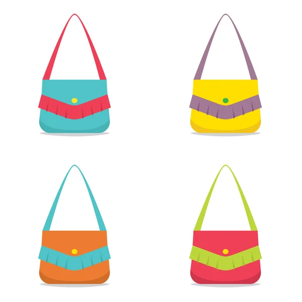 Set of Colorful Women Bag on White Background — Stock Vector