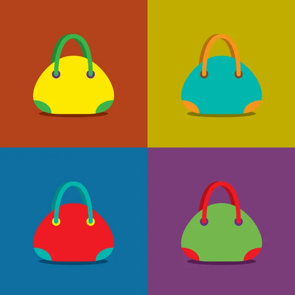 Bolsas de mujer sobre fondo colorido — Vector de stock