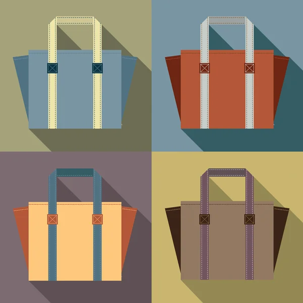 Flat Design Tote Bags Vector Illustration — Stock Vector