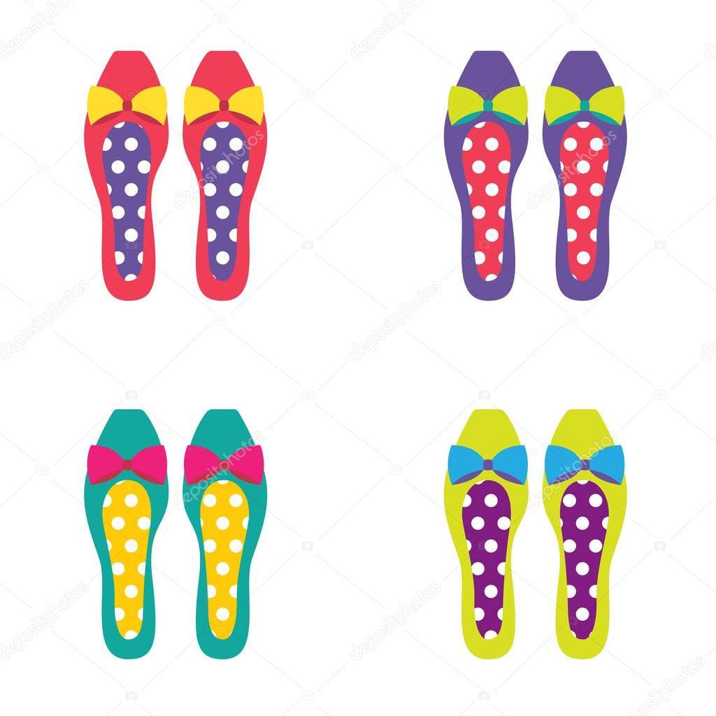 Set of Colorful Women Shoes Vector Illustration