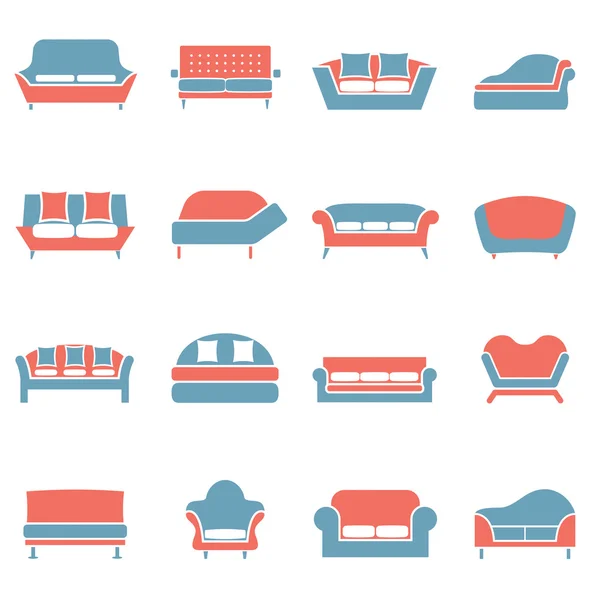 Ícones de sofá Duotone — Vetor de Stock