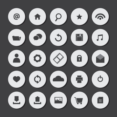 düz Web sitesi vector Icons set yuvarlak