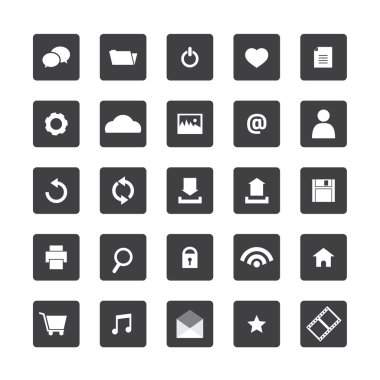 siyah-beyaz Web sitesi vector Icons set 