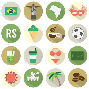 düz Tasarım Brezilya simgeler kümesi