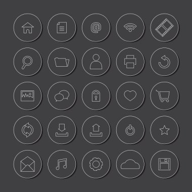 Beyaz çizgi Web sitesi vector Icons set 