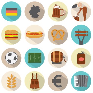 Modern düz tasarım Almanya Icons set