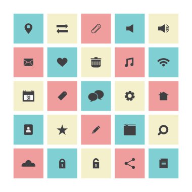 kare düz Web sitesi vektör simgeler kümesi