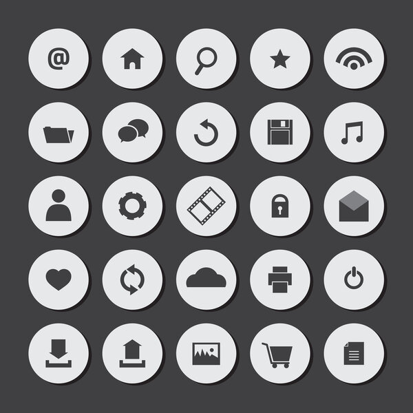 Набор круглых плоских векторных иконок
