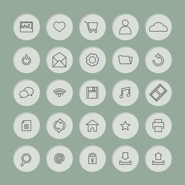 Zwarte lijn website vector icons set — Stockvector