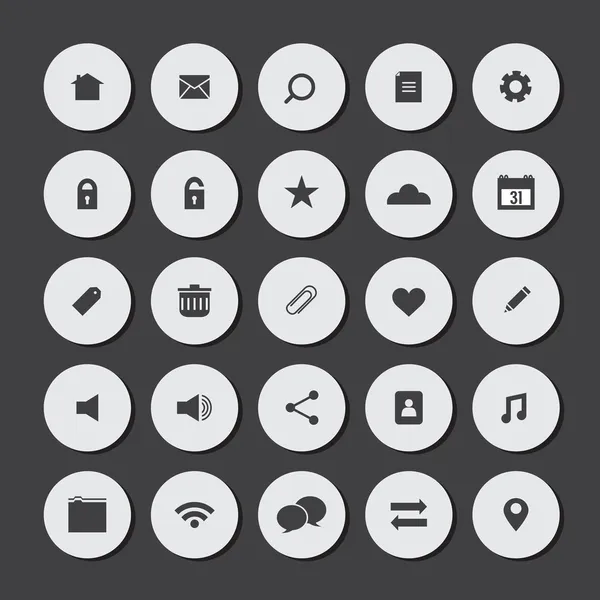 Round Flat Website Vector Icons Set — Stock Vector