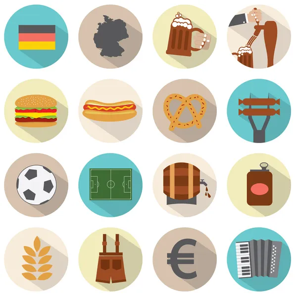 Conjunto de iconos de diseño plano moderno Alemania — Vector de stock