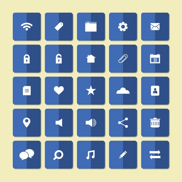 Square Flat Website Vector Icons Set — Stock Vector
