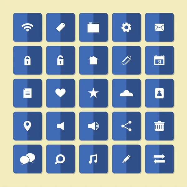 Vierkante platte website vector icons set — Stockvector