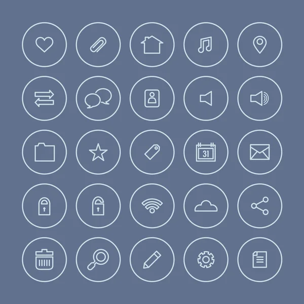 Conjunto de iconos vectoriales web de línea redonda — Archivo Imágenes Vectoriales