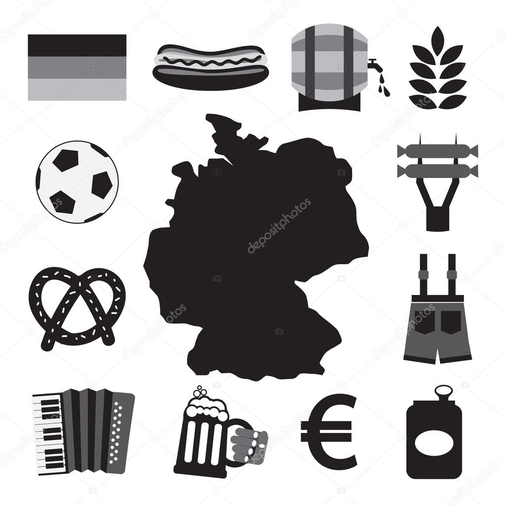 Germany Icons Set Vector Illustration
