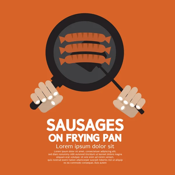 Sausages On Frying Pan Vector Illustration — Stock Vector