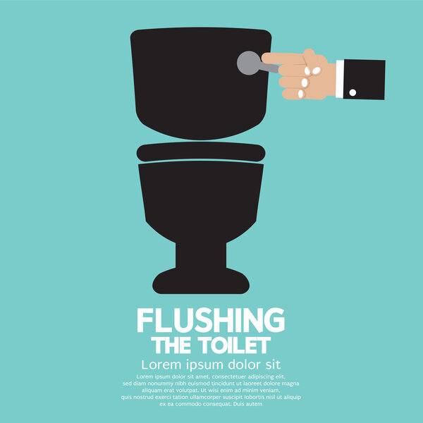 Flushing The Toilet Vector Illustration