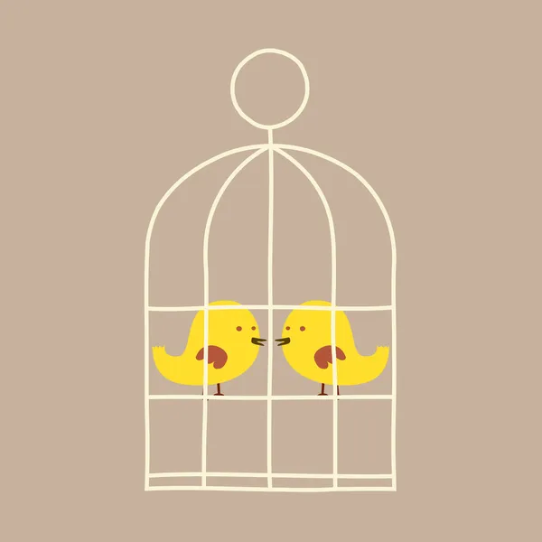 Beaux oiseaux en cage Illustration vectorielle — Image vectorielle