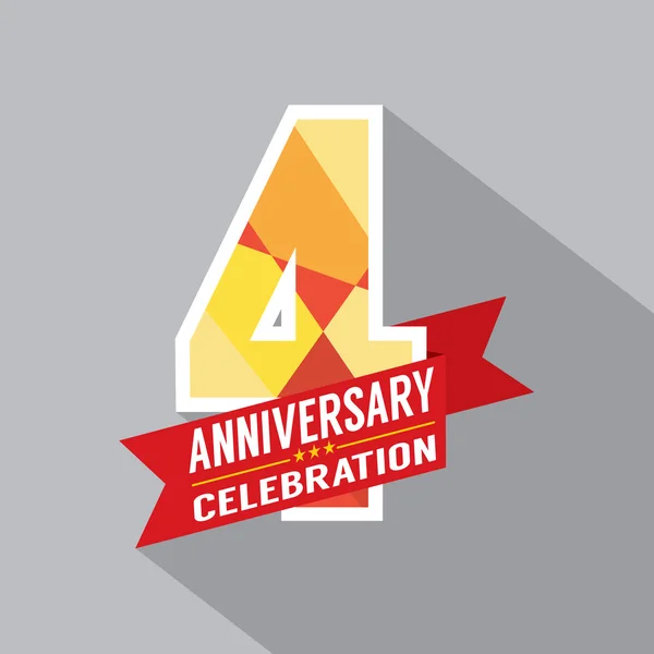 4º aniversario Celebración Diseño — Vector de stock