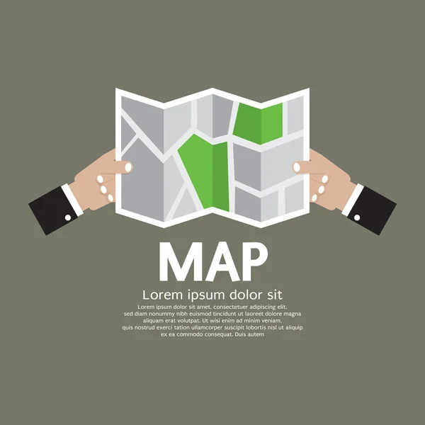 Paper Map In Hand Vector Illustration — Stock Vector